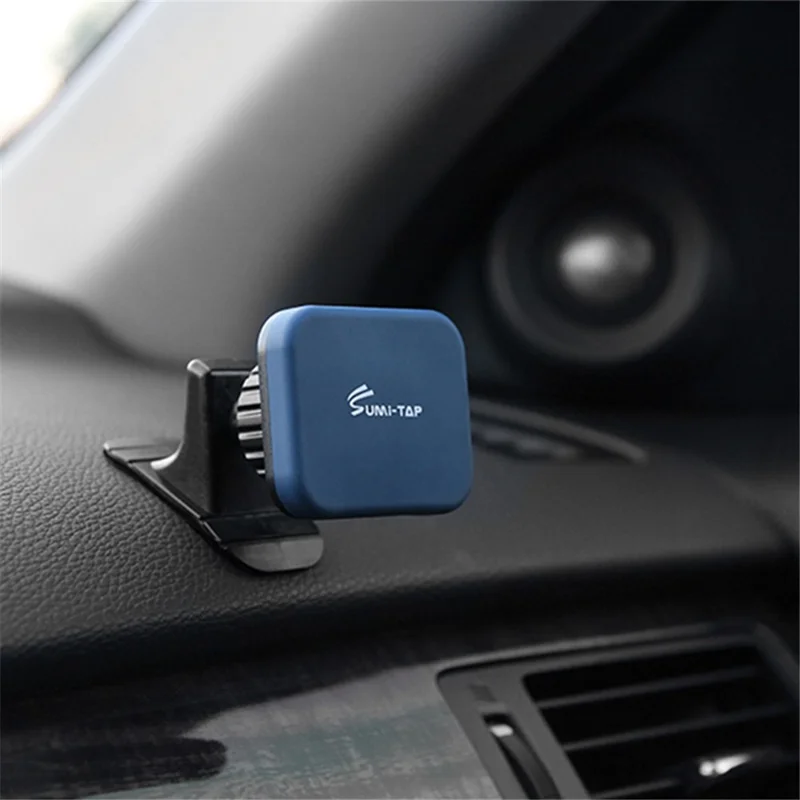 SUMI-TAP Square Arc Base Universal Car Phone Holder 360 Degree Rotatable Magnetic Mobile Phone Stand Mount - Blue