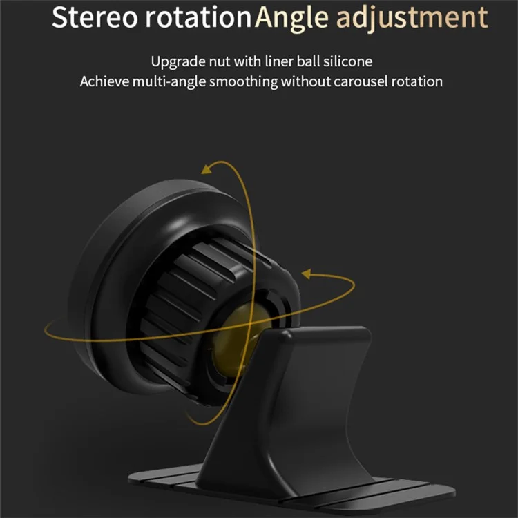 SUMI-TAP Round Arc Base Magnetic Car Mobile Phone Holder Mount Stand GPS Support Bracket - Black