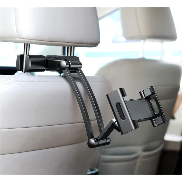 PB-45B Retractable Car Headrest Mount Back Seat 5-12 Inches Phone Tablet Holder Bracket - Black