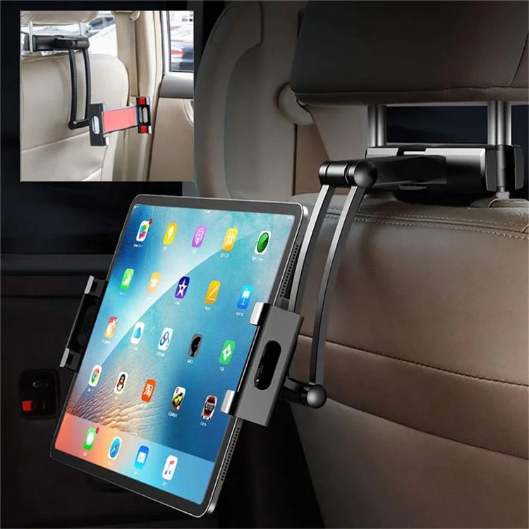 PB-45B Retractable Car Headrest Mount Back Seat 5-12 Inches Phone Tablet Holder Bracket - Black