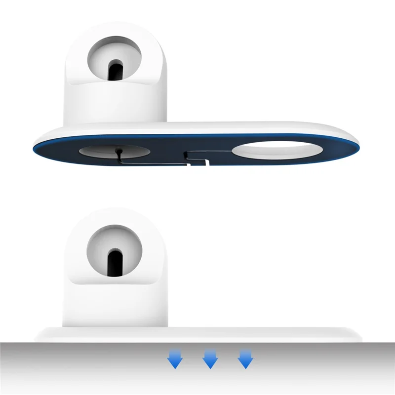 Silicone Charge Stand Holder Wireless Charging Station Dock for Apple Watch / iPhone 12 Series - White