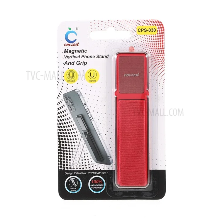 CMZWT CPS-030 Porte-téléphonie Grip de Doigt de Montage Avec Bande Élastique Pour Iphone Samsung Xiaomi - Rouge