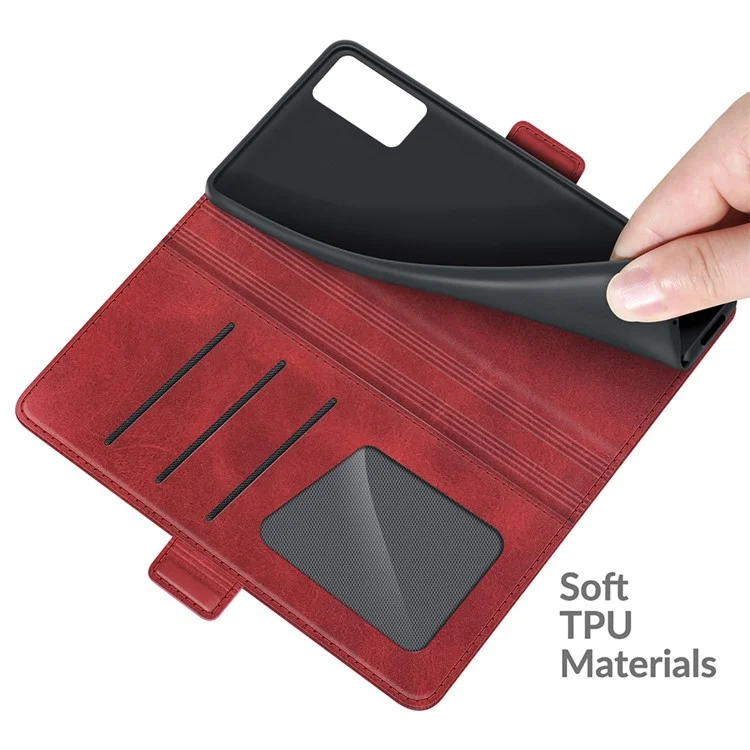 Premium PU Leather Wallet Flip Folio Stand Shockproof Protective Case with Magnetic Closure for ZTE A71 - Red