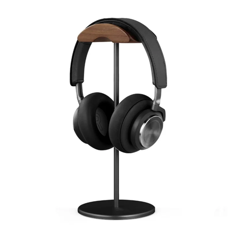 Universal Wood Aluminum Alloy Headphone Stand Gaming Headset Holder Bracket Display Rack with Solid Metal Base for AirPods Max - Black