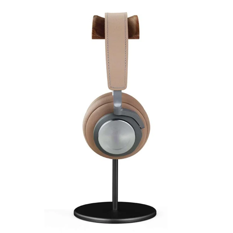 Universal Wood Aluminum Alloy Headphone Stand Gaming Headset Holder Bracket Display Rack with Solid Metal Base for AirPods Max - Black