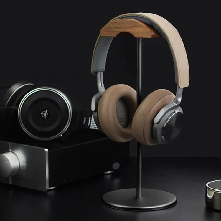 Universelle Holz-Aluminiumlegierung-Kopfhörerhalterung, Gaming-Headset-Halterung, Halterung mit solidem Metallsockel für AirPods Max - Grau