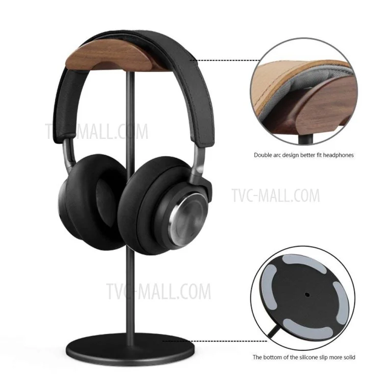 Universelle Holz-Aluminiumlegierung-Kopfhörerhalterung, Gaming-Headset-Halterung, Halterung mit solidem Metallsockel für AirPods Max - Grau