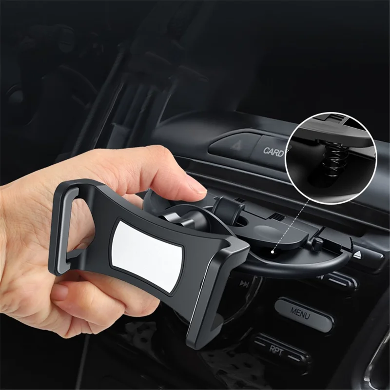 ZY-CD02 Car Mobile Phone Holder CD Slot Mount 360° Rotation Stretchable Clip Bracket - Grey