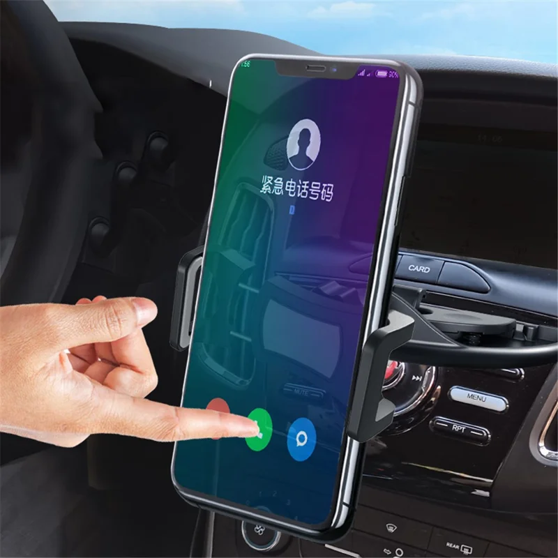 ZY-CD02 Car Mobile Phone Holder CD Slot Mount 360° Rotation Stretchable Clip Bracket - Grey