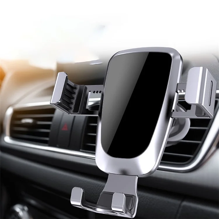 YC08 360 Degree Rotation Gravity Clamp Cellphone Clip Stand Car Air Vent Mount Phone Holder - Black