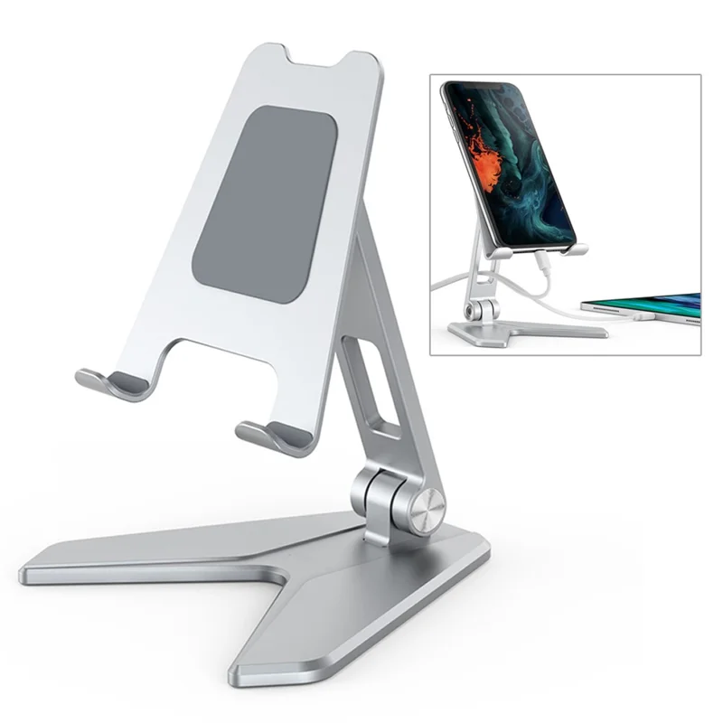 P10 Universale Supporto per Telefono Cellulare e Tablet in Lega di Alluminio Pieghevole - Argento