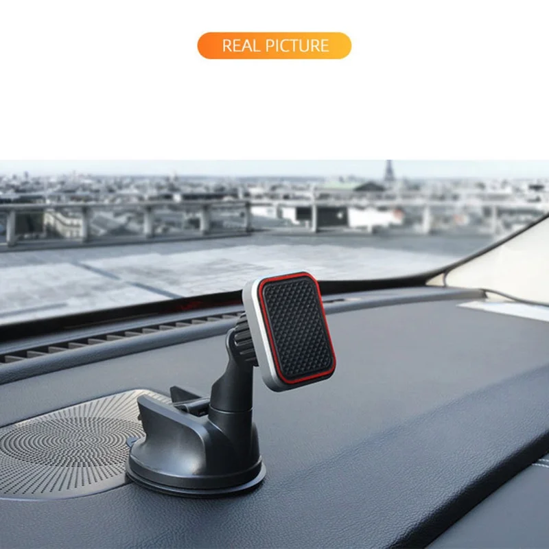 360 Degrees Rotary Magnetic Car Dashboard Windshield Phone Holder Suction Cup Bracket for iPhone Samsung GPS - Grey