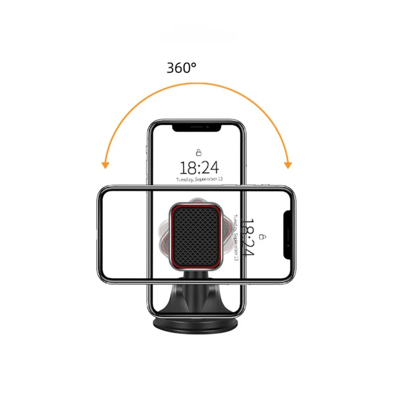 360 Degrees Rotary Magnetic Car Dashboard Windshield Phone Holder Suction Cup Bracket for iPhone Samsung GPS - Grey