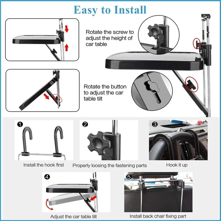 Suporte para Laptop no Volante do Carro SHUNWEI SD-1502B, Dobrável, com Bandeja para Assento Traseiro, para Comida, Bebida e Notebook