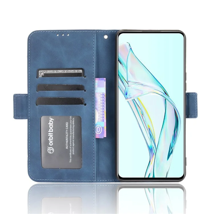 For ZTE Axon 30 5G Movable Outer Card Slot Design Full-Protective Leather Phone Wallet Stand Protective Case - Blue