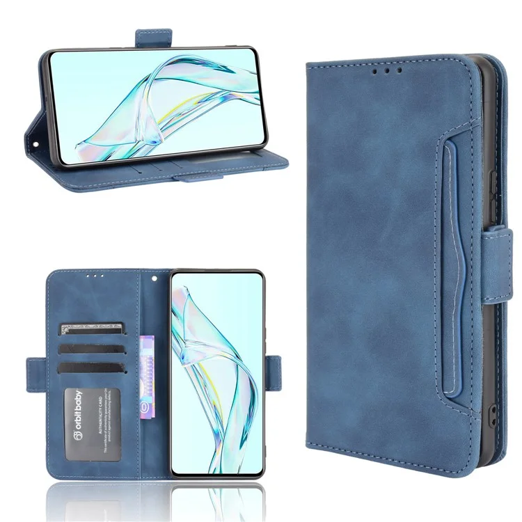For ZTE Axon 30 5G Movable Outer Card Slot Design Full-Protective Leather Phone Wallet Stand Protective Case - Blue
