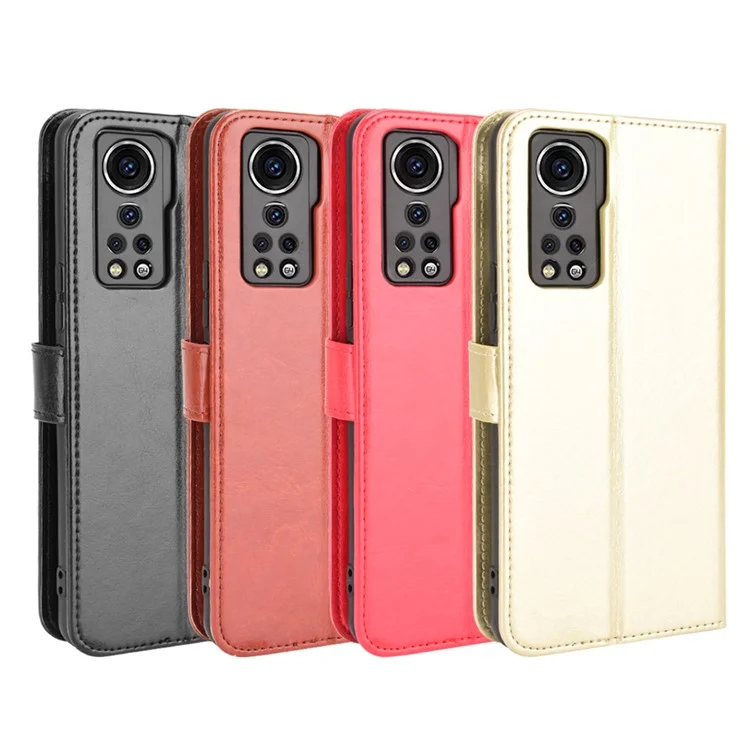 Flip Phone Case Stilvolle Verrückte Pferdpu -leder Und TPU -brieftasche Design Protective Mobiltelefonabdeckungsschale Für ZTE Axon 30 5g - Schwarz
