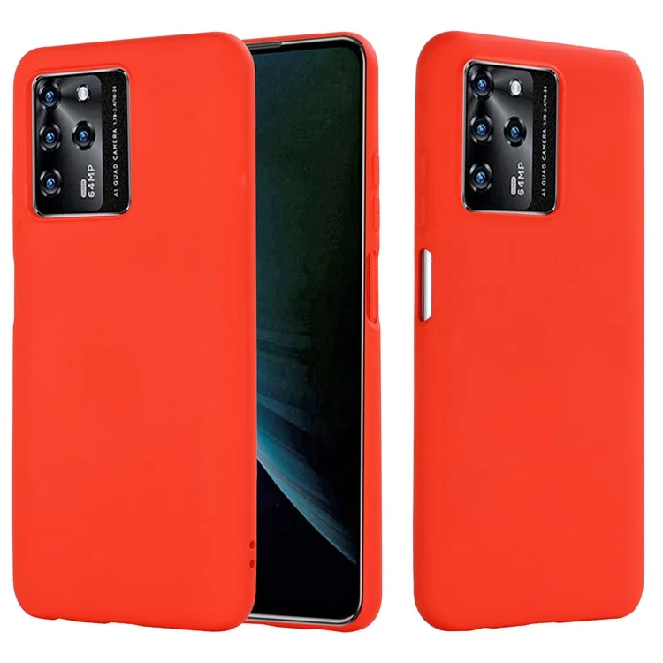 Funda protectora de silicona líquida suave con forro de microfibra y amortiguación de golpes para ZTE Blade V30 - Rojo