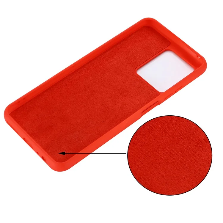 Funda protectora de silicona líquida suave con forro de microfibra y amortiguación de golpes para ZTE Blade V30 - Rojo