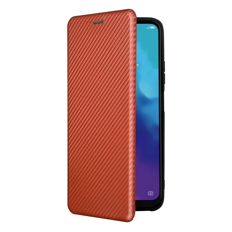 Texture De Fibre De Carbone Magnétique Auto-absorbé Stand Stand Coquille De Téléphone Pour ZTE Blade V30 VITA - Orange