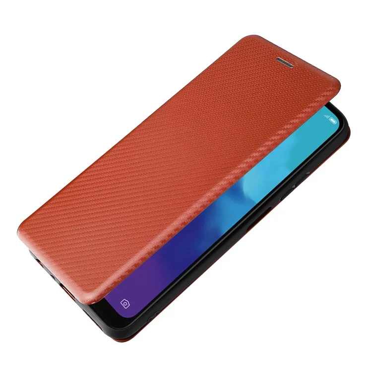 Texture De Fibre De Carbone Magnétique Auto-absorbé Stand Stand Coquille De Téléphone Pour ZTE Blade V30 VITA - Orange