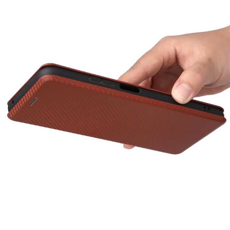 Texture De Fibre De Carbone Magnétique Auto-absorbé Stand Stand Coquille De Téléphone Pour ZTE Blade V30 VITA - Orange