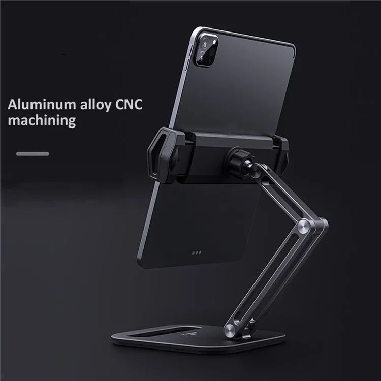 Aluminum Portable Tabletop Holder Folding Adjustable Mobile Phone Stand for 5-13 Inch Tablets/Cell Phones - Dark Grey