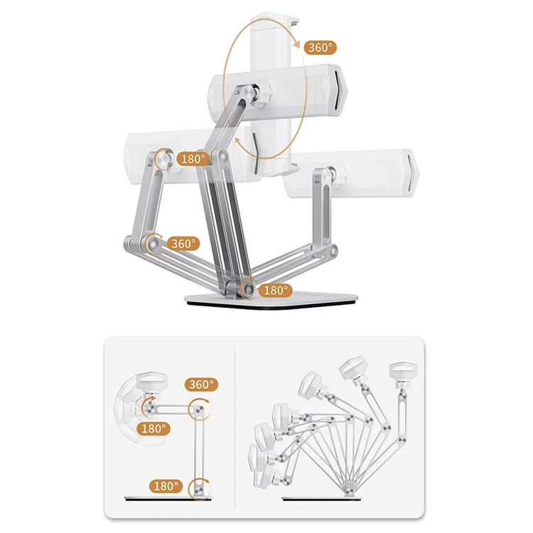 Suporte Portátil Portátil De Alumínio Do Telefone Móvel Dobrável Para 5-13 Comprimidos Da Polegada / Telefones Celulares - Cinza Escuro