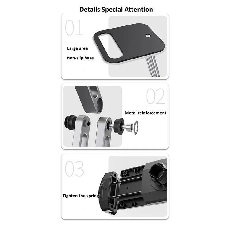 Suporte Portátil Portátil De Alumínio Do Telefone Móvel Dobrável Para 5-13 Comprimidos Da Polegada / Telefones Celulares - Cinza Escuro