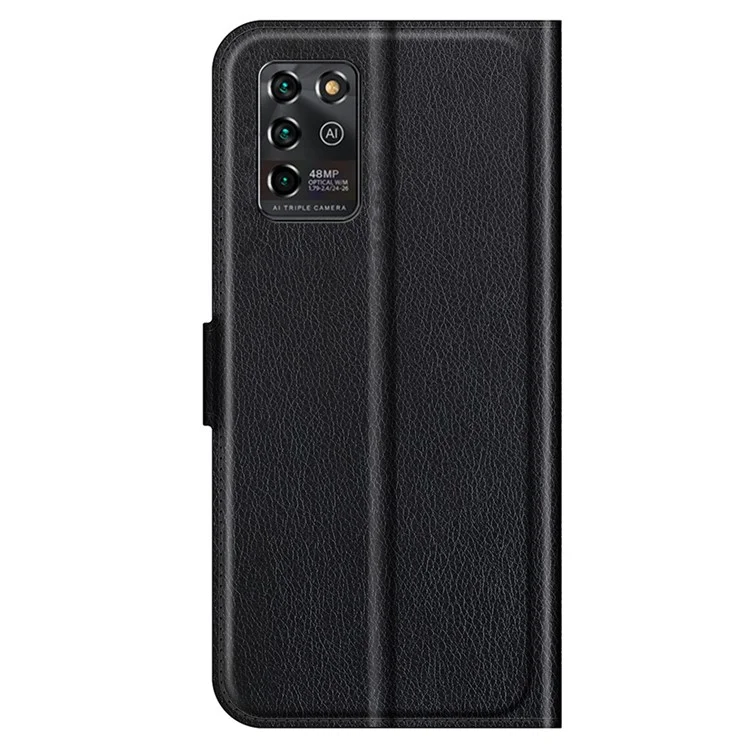Litchi Texture PU Leather Wallet Case Magnetic Closure Protective Stand Flip Phone Cover for ZTE Blade V30 Vita / Blade V2020 5G - Nero