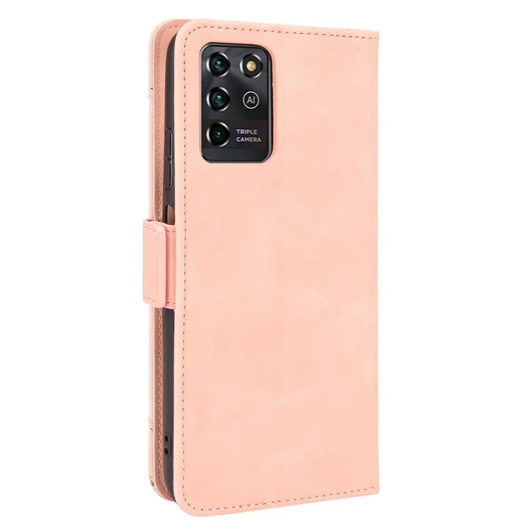 For ZTE Blade V30 Vita/V2022 Anti-Fall Shockproof Flip Phone Case PU Leather + TPU Phone Cover Multiple Card Slot Wallet Stand Design - Pink