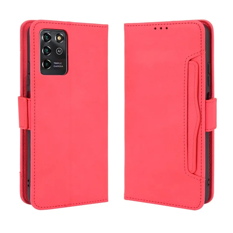 Pour ZTE Blade V30 Vita / V2022 Anti-automne Flip Flip Phone Case PU Leather + TPU Téléphone Couvre de Porte-plans de Cartes de Cartes de Carte - Rouge