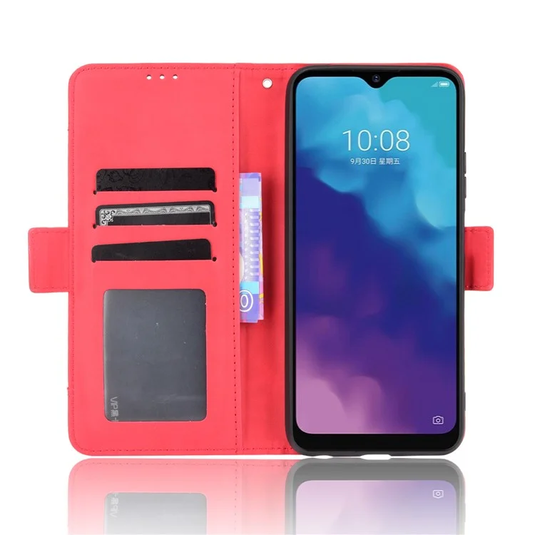 Pour ZTE Blade V30 Vita / V2022 Anti-automne Flip Flip Phone Case PU Leather + TPU Téléphone Couvre de Porte-plans de Cartes de Cartes de Carte - Rouge