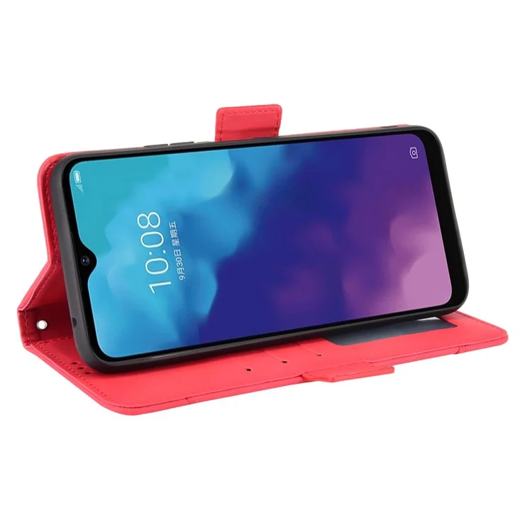 Pour ZTE Blade V30 Vita / V2022 Anti-automne Flip Flip Phone Case PU Leather + TPU Téléphone Couvre de Porte-plans de Cartes de Cartes de Carte - Rouge