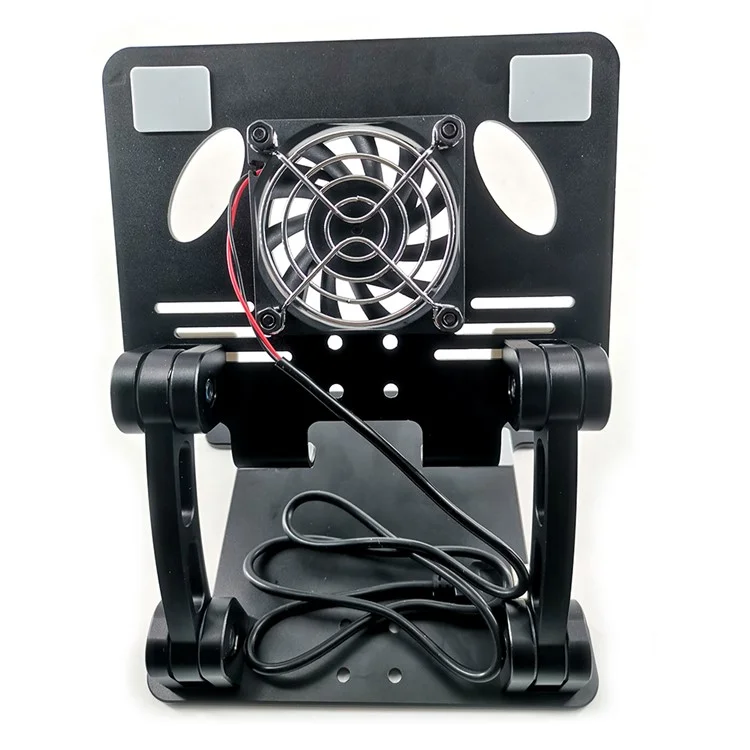 Tablet Desktop Portatile Antiscivolo Stand Supporto In Lega Di Alluminio Pieghevole Porta Regolabile Con Ventola Di Raffreddamento Per IPad / Entro 12,9 "compresse - Nero