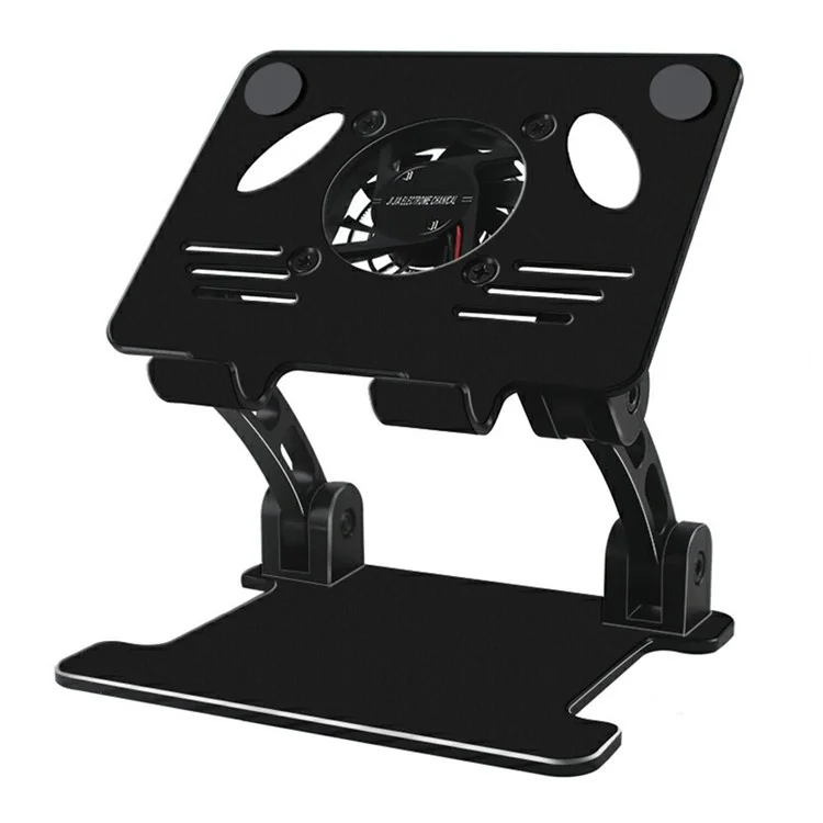 Tablet Desktop Portatile Antiscivolo Stand Supporto In Lega Di Alluminio Pieghevole Porta Regolabile Con Ventola Di Raffreddamento Per IPad / Entro 12,9 "compresse - Nero