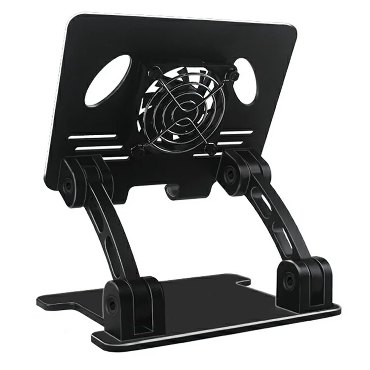Tablet Desktop Portatile Antiscivolo Stand Supporto In Lega Di Alluminio Pieghevole Porta Regolabile Con Ventola Di Raffreddamento Per IPad / Entro 12,9 "compresse - Nero
