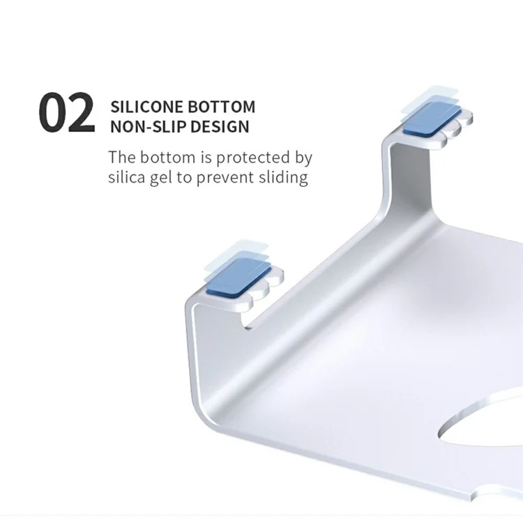 Simple Style Aluminium Alloy Anti-skid Monitor Riser Desktop Computer Stand Holder for MacBook/Printer - Silver