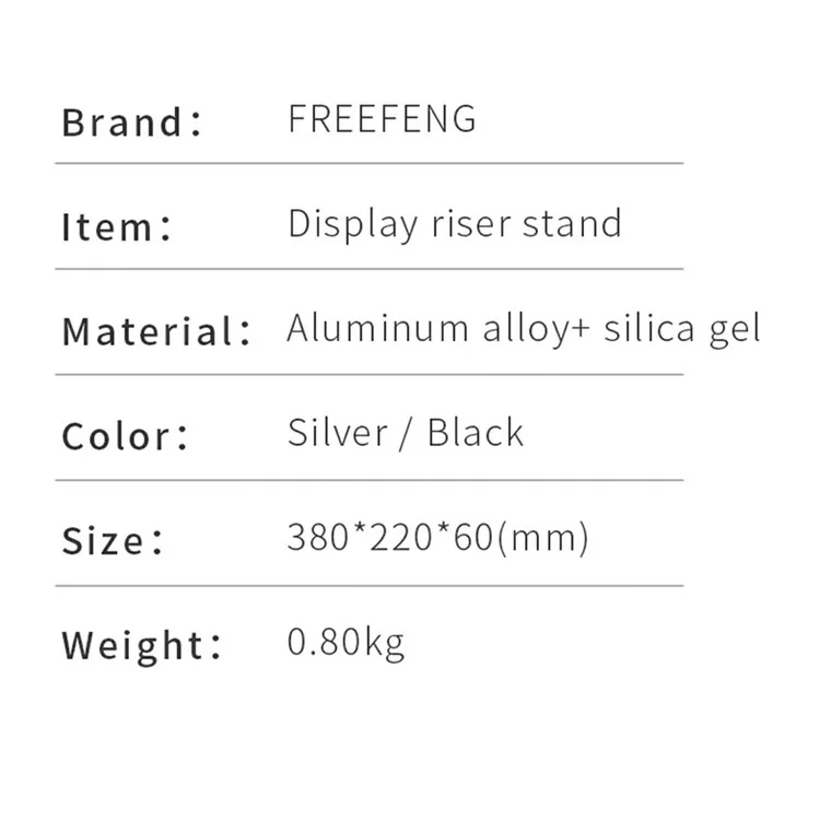 Simple Style Aluminium Alloy Anti-skid Monitor Riser Desktop Computer Stand Holder for MacBook/Printer - Silver