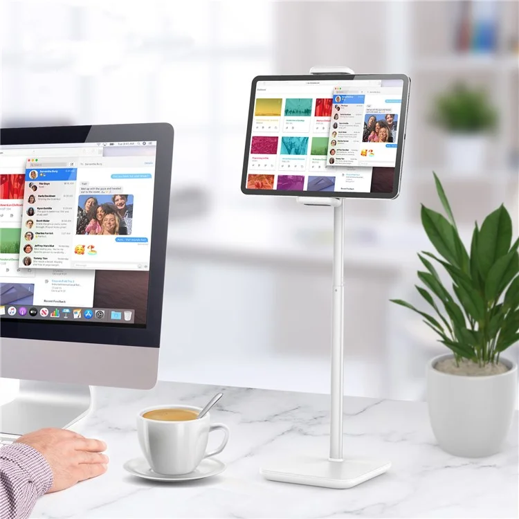 Portable Desktop Universal Tablet Holder Adjustable Height Aluminum Tablet Phone Bracket Stand - Black