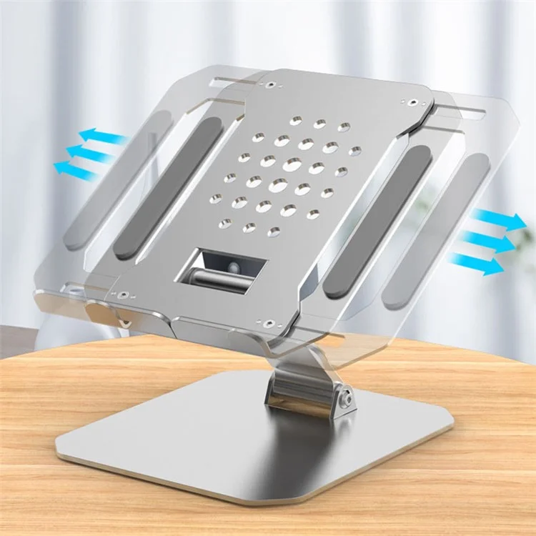 T3 Aluminum Alloy Folding Notebook Stand Adjustable Laptop Holder Cooling Riser for Laptop Tablet Below 17inch - Silver