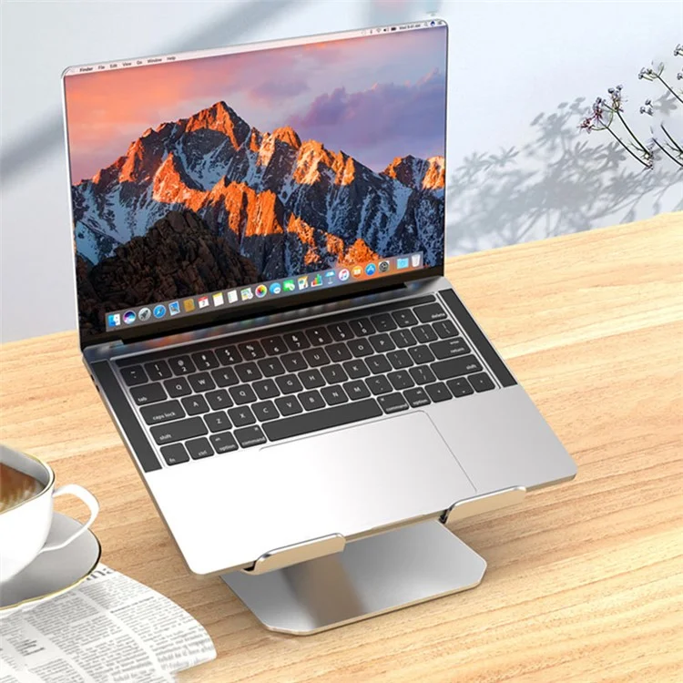 T3 Aluminum Alloy Folding Notebook Stand Adjustable Laptop Holder Cooling Riser for Laptop Tablet Below 17inch - Silver