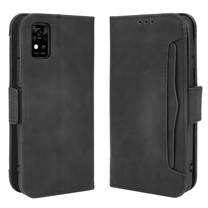 Multiple Card Slot Design PU Leather Flip Phone Case Wallet Stand Cover Shell for ZTE Blade A31 - Black