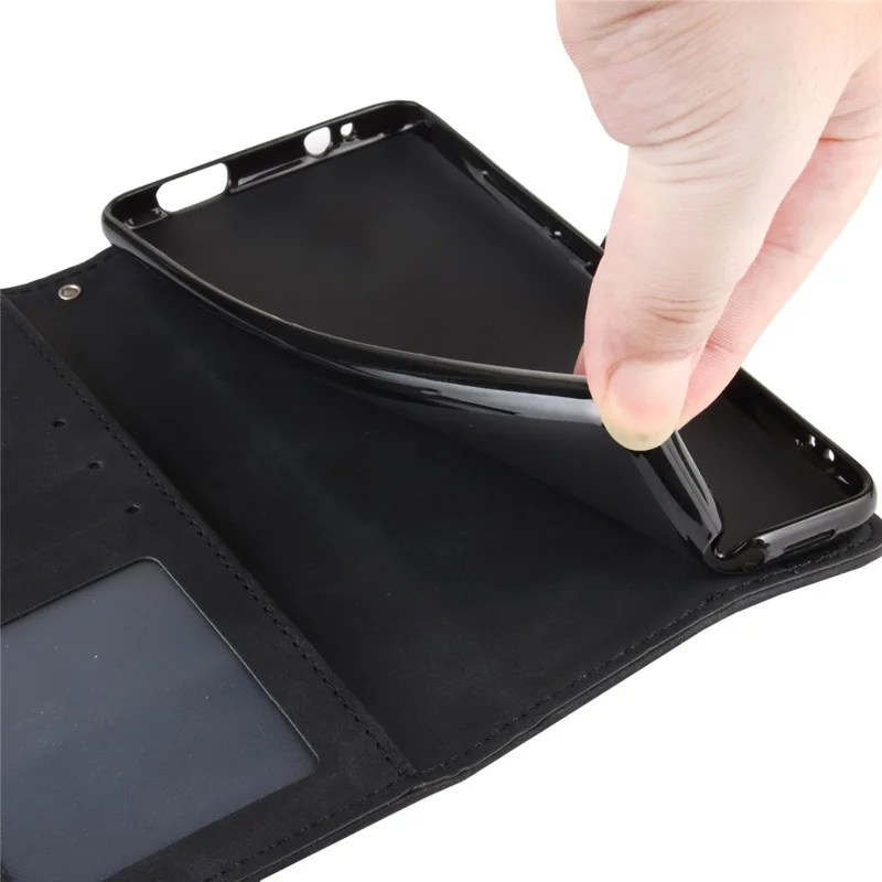 Multiple Card Slot Design PU Leather Flip Phone Case Wallet Stand Cover Shell for ZTE Blade A31 - Black
