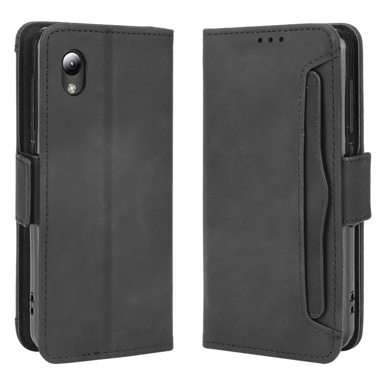 PU Leder Mobiltelefonschutz Hülle Wallet Stand Cover Shell Mit Mehreren Kartensteckplatzdesign Für ZTE Blade L8/Blade A3 (2019)/A31 Lite - Schwarz