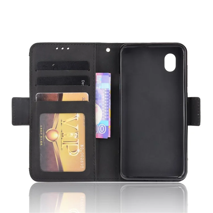 PU Leder Mobiltelefonschutz Hülle Wallet Stand Cover Shell Mit Mehreren Kartensteckplatzdesign Für ZTE Blade L8/Blade A3 (2019)/A31 Lite - Schwarz