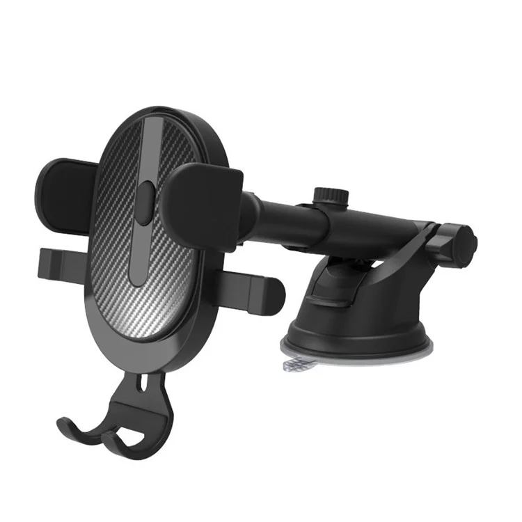 Car Windshield Dashboard Suction Cup Mount Telescopic Gravity Auto Clamp Phone Holder Stand - Black