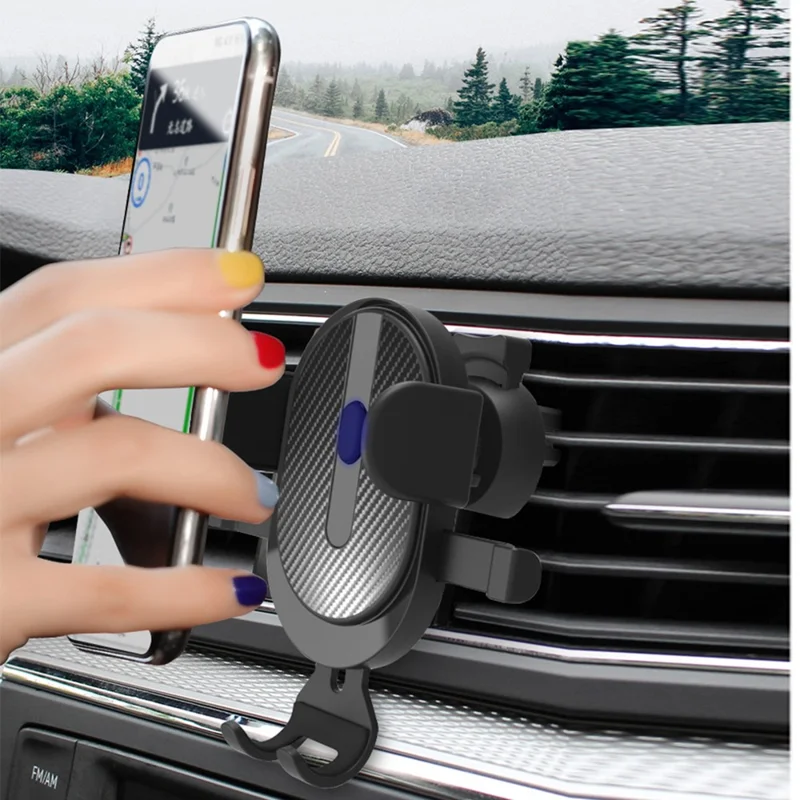360 Degree Rotation Car Air Vent GPS Mount Mobile Phone Holder Gravity Auto Clamp Bracket - Black