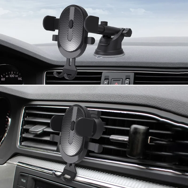 360 Degree Rotation Car Air Vent GPS Mount Mobile Phone Holder Gravity Auto Clamp Bracket - Black