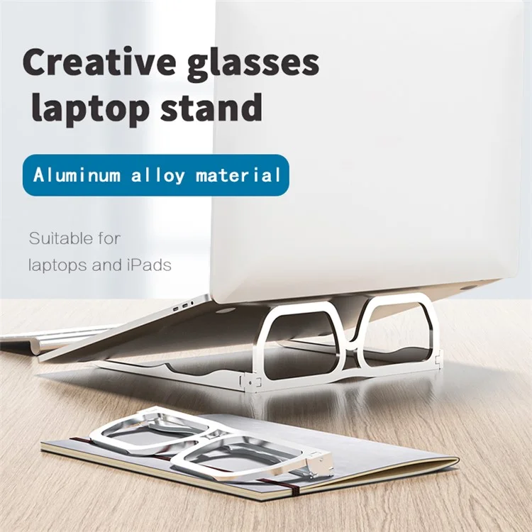 RJ -BJ02-1 Glasses Design Portable Adjustable High-quality Laptop PC Supported Stand Mount - Silver